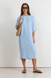 Meeka Cupro Midi Dress (Blue)