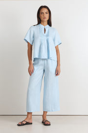 Fable Linen Culotte Pant (Blue)