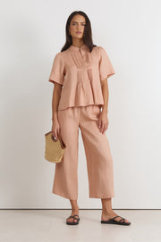 Fable Linen Culotte Pant (Peach)