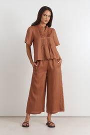 Fable Linen Culotte Pant (Tan)