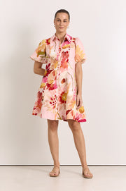 Amalie Linen Short Dress (Cotswolds Print)