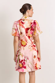 Amalie Linen Short Dress (Cotswolds Print)