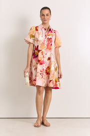 Amalie Linen Short Dress (Cotswolds Print)