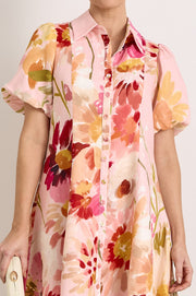 Amalie Linen Short Dress (Cotswolds Print)