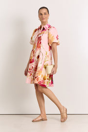 Amalie Linen Short Dress (Cotswolds Print)