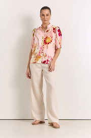 Lilian Linen Top (Cotswolds Print)