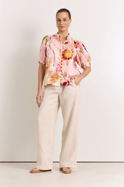 Lilian Linen Top (Cotswolds Print)