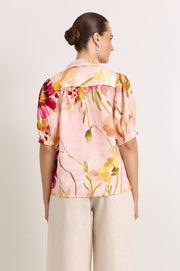 Lilian Linen Top (Cotswolds Print)