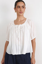 Coralie Pleat Detail Top (White)
