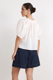 Coralie Pleat Detail Top (White)