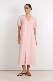 Vivi Linen Midi Dress (Pink)