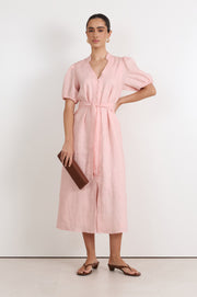 Vivi Linen Midi Dress (Pink)