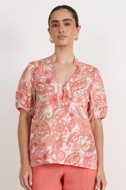 Jenette Linen Top (Surat Print)