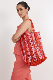 Aster Large Timber Bead Tote (Orange/Pink)