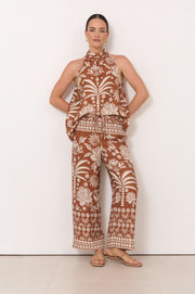 Kendra Hawaii Print High Neck Top (Print)