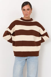 Lucille Long Sleeve Knit Jumper (Choc/Cream)