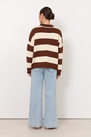 Lucille Long Sleeve Knit Jumper (Choc/Cream)