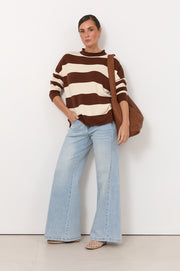 Lucille Long Sleeve Knit Jumper (Choc/Cream)