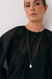 Fine Long Chain Baroque Necklace (Cream Gold)