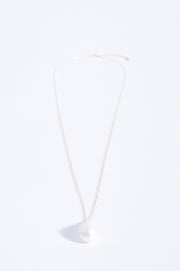 Fine Long Chain Baroque Necklace (Cream Silver)