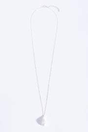 Fine Long Chain Baroque Necklace (Cream Silver)