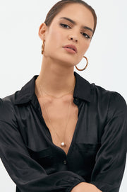 Freshwater Pearl Drop Layer Necklace (Silver)