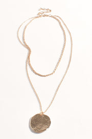 Layered Pendant Drop Necklace (Gold)