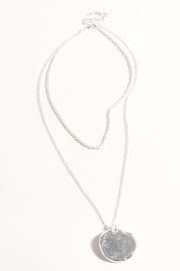 Layered Pendant Drop Necklace (Silver)