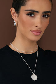 Layered Pendant Drop Necklace (Silver)