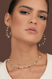 Fine Layered Stone Chain Necklace (Grey)