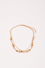 Fine Layered Stone Chain Necklace (Natural)