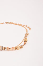 Fine Layered Stone Chain Necklace (Natural)
