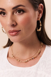 Fine Layered Stone Chain Necklace (Natural)