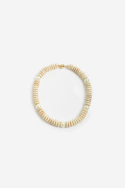 Wheel Bead Pearl Short Event Necklace (Natural)