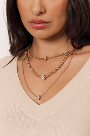 Layered Diamante Wheel Necklace (Gold/Crystal)