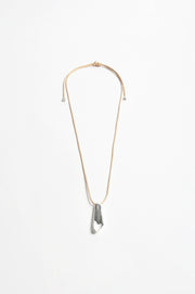 Metal Pod Drop Adjustable Cord Necklace (Camel/Silver)