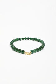 Stone Ball Bead Necklace (Green/Gold)