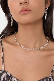Vintage Link Toggle Necklace (Silver)