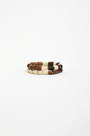 Timber and Stone Duo Bracelet Set (Cream/Choc)