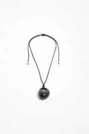 Resin Pendant Adjustable Leather Necklace (Black)