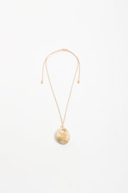 Resin Pendant Adjustable Leather Necklace (Camel)