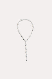 Metal Pod Y Necklace (Silver)