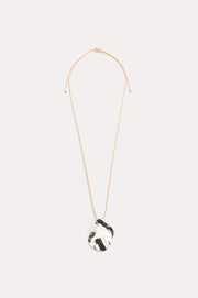 Metal Pendant Drop Cord Necklace (Camel/Silver)