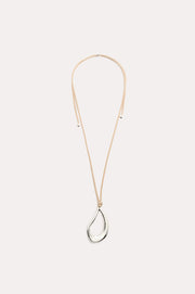 Cut Out Pendant Drop Cord Necklace (Camel/Silver)
