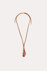 Resin Drop Cord Pendant Necklace (Tan)