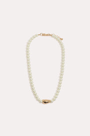 Glass Pearl Pod Necklace (Cream/Gold)