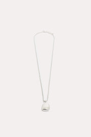 Metal Pendant Drop Long Necklace (Silver)