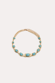 Stone and Metal Statement Necklace (Turquoise)