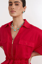Stone and Metal Statement Necklace (Turquoise)