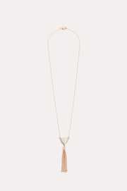 Stone Tassel Pendant Necklace (White/Gold)